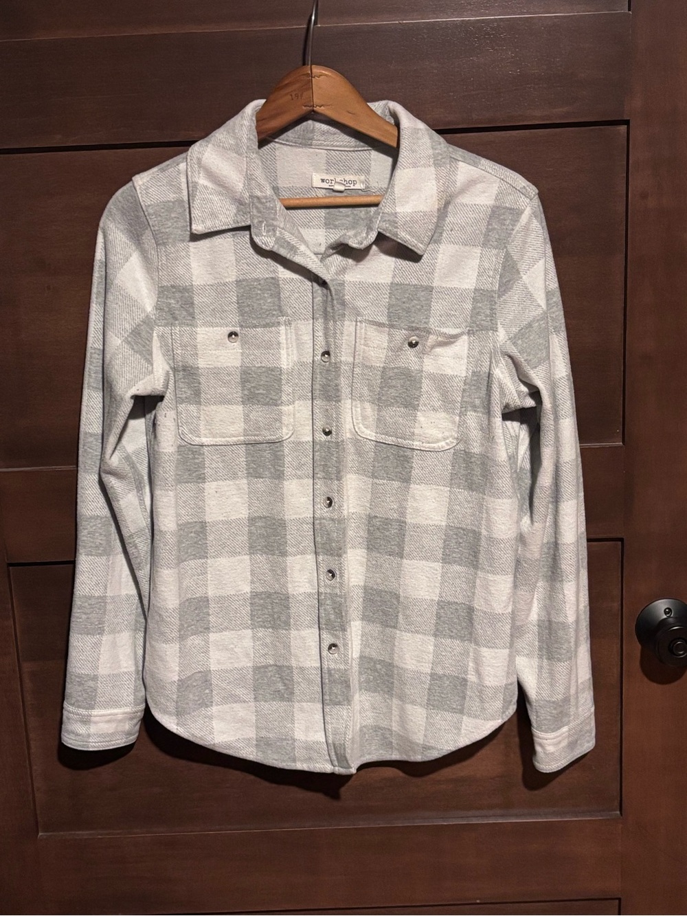 Workshop Republic Clothing Light Gray Plaid Shirt Jacket